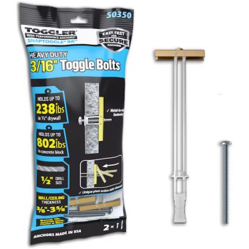 SnapToggle Heavy Duty Toggle Bolt (10 pack) 3/16"-24 x 2"