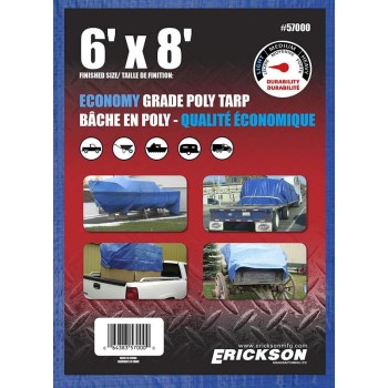 Erickson Mfg 57000 6ft. X8ft. Blue Poly Tarp