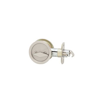 Round Pocket Door Lock/Privacy, Satin Nickel Finish