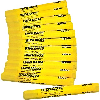 Dixon/Prang/Ticonderoga 49600 Lumber Marking Crayons,  Box of 12  ~ Yellow 