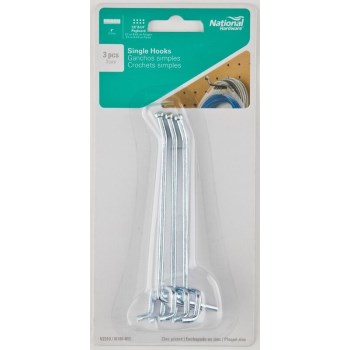 National Hardware Single Peg Hook, Zinc Plated - 4"