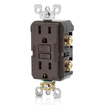 GFCI Outlet, Self Test - 15 Amp, Brown