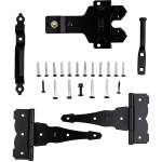 Deluxe T-Strap Gate Hinge Kit, Black