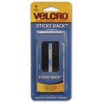Velcro Hook & Loop Strips, Black - 3-1/2" x 3/4", 4pk