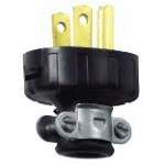 Rubber Rough Duty Plug, Male  ~  15 Amp, Black