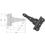 Ornamental/Reversible T Hinge, Black ~ 4"