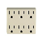 OutLet Adapter, Plug In ~ 6 Outlets, Ivory