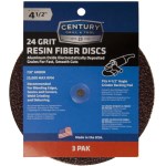 Resin Fiber Sanding Disc, 24 Grit - 4-1/2", 3pk