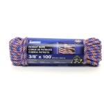 Diamond Braid Polypropylene Rope, USA Patriot - 3/8" x 100 Ft