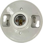 Porcelain Top Wired Keyless Lampholder, White 