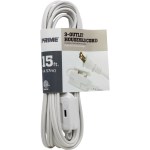 Indoor Extension Cord, White - 3-Outlet, 15 Ft