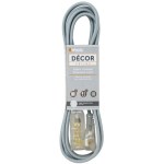 Woods Fabric Extension Cord, Gray - 8 Ft