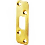 Round Corner Deadbolt Strike Plate, Polished Brass Finish    1.25" W x 3 5/8" H 