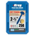 Blue-Kote Pocket Hole Screws - 2-1/2", 250pk