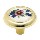 Knob - Polished Brass Finish with Floral Plastic Insert 