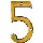 Solid Brass/Pb #5 House Number, Visual Pack 1902 6 inches