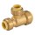 Push Fit Brass Tee - 3/4" x 1/2" x 1/2"