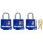 Covered Laminated Steel Padlock, 3pk