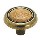 Knob - Burnished Brass Finish with Oak Inset - 1.25 inch
